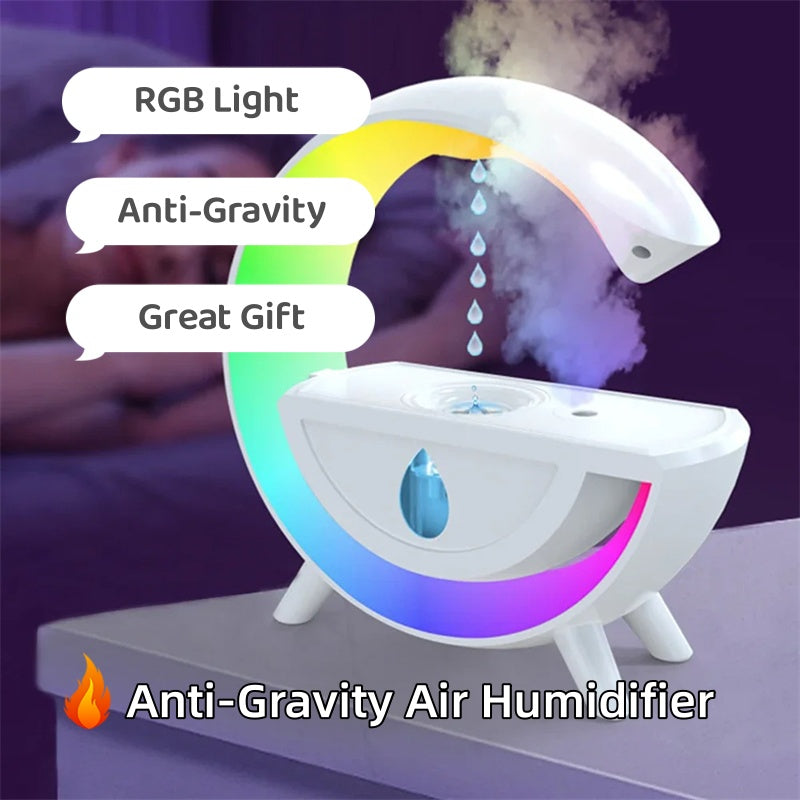 RGB Night Light Water Droplet Sprayer Anti-Gravity Air Humidifier 350ml Creative Home Office Mist Maker Diffuser