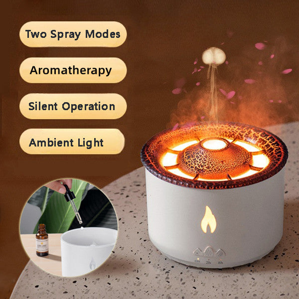 New Creative Ultrasonic Essential Oil Humidifier Volcano Aromatherapy Machine Spray Jellyfish Air Flame Humidifier Diffuser