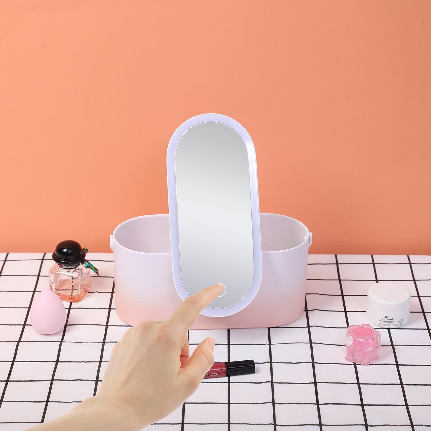 Storage Box LED Mirror - Travel Makeup Mirror