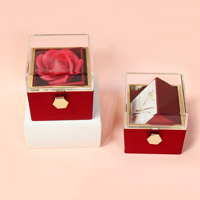 Rotating Soap Flower Rose Gift Box Creative Rotating Rose Jewelry Packaging Box Mother's day Gift For Women