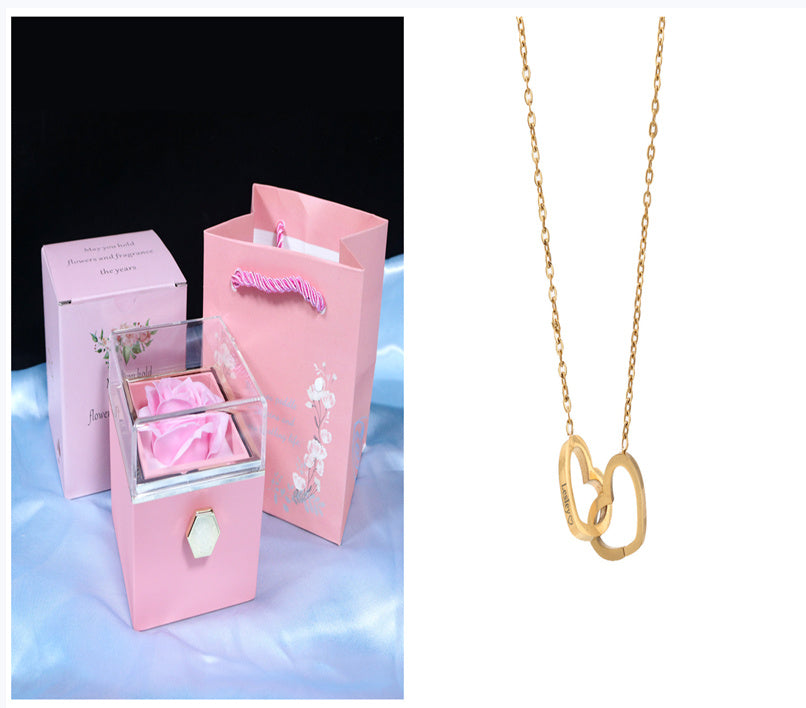 Rotating Soap Flower Rose Gift Box Creative Rotating Rose Jewelry Packaging Box Mother's day Gift For Women