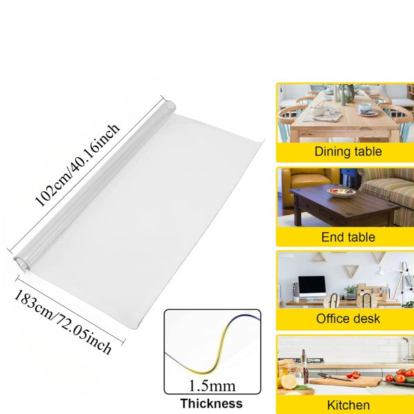 40x72 Inches Clear PVC Tablecloth Protector, clear Table Cover, desk protector Mat