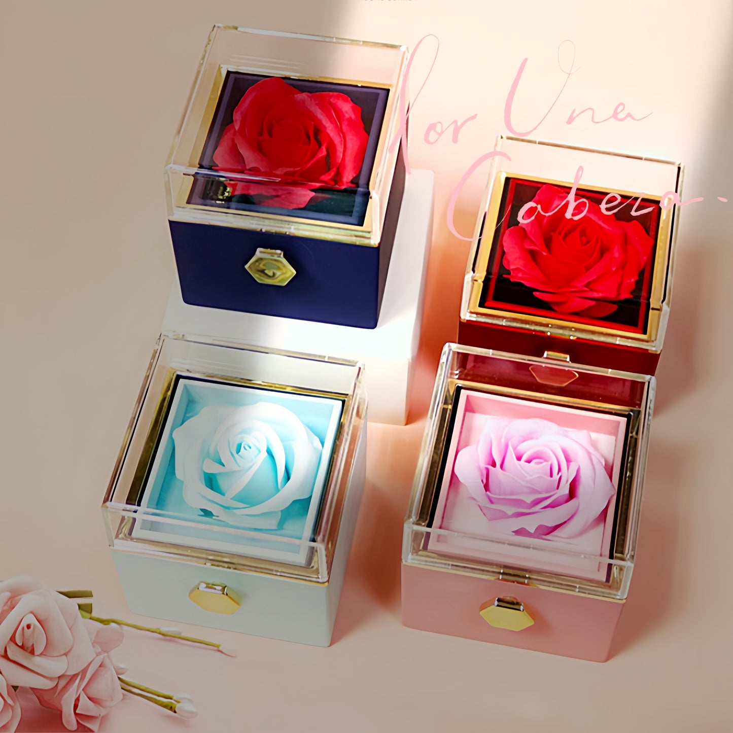 Rotating Soap Flower Rose Gift Box Creative Rotating Rose Jewelry Packaging Box Mother's day Gift For Women