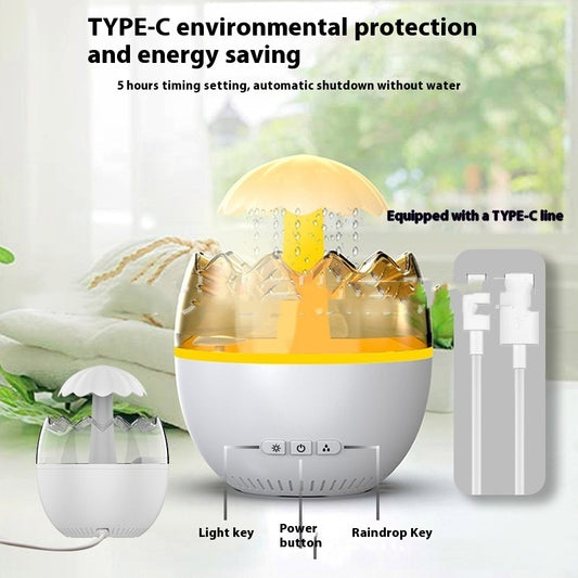 Ultrasonic Raindrop Humidifier Aroma Diffuser Colorful Night Lamp