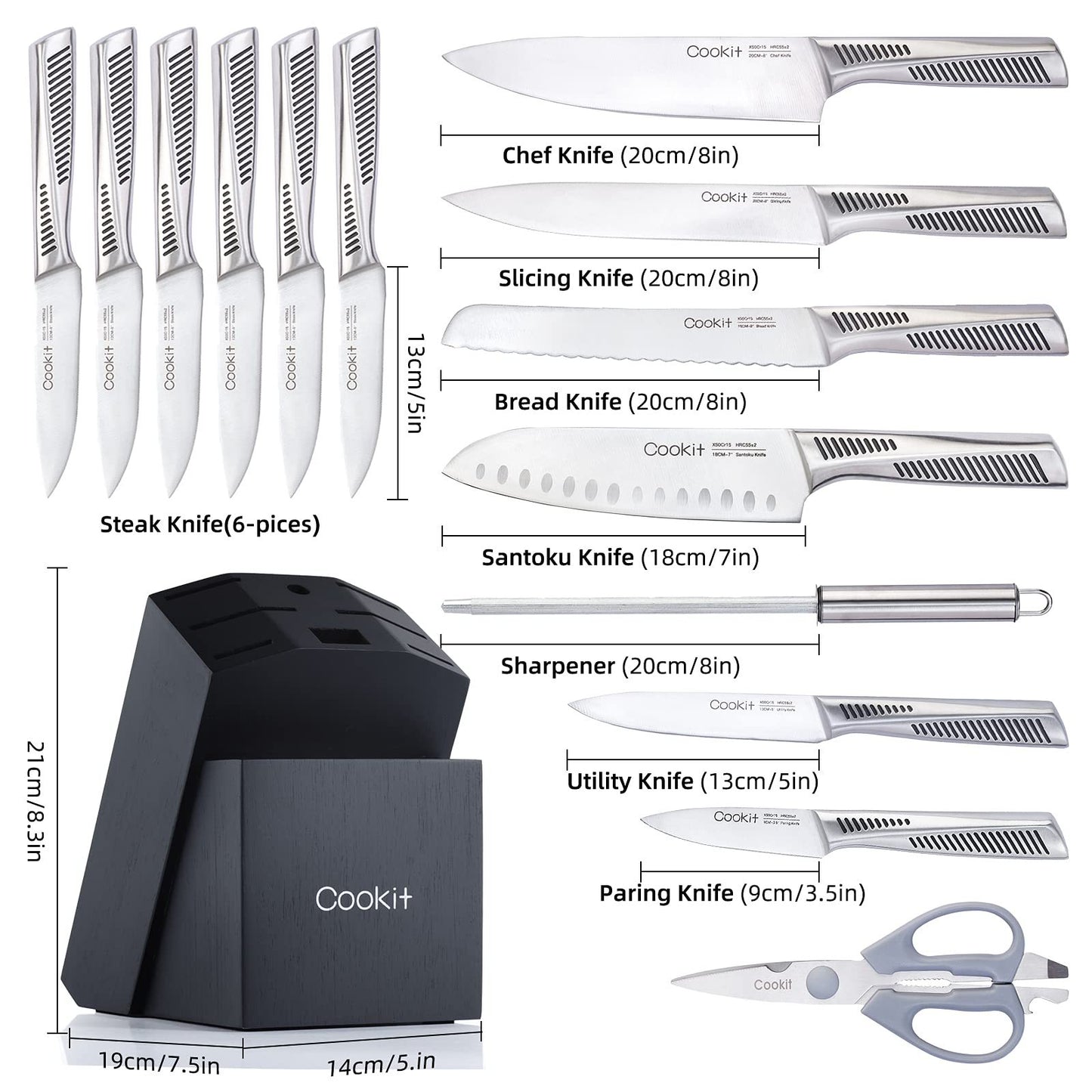 15-Piece Kitchen Knife Set