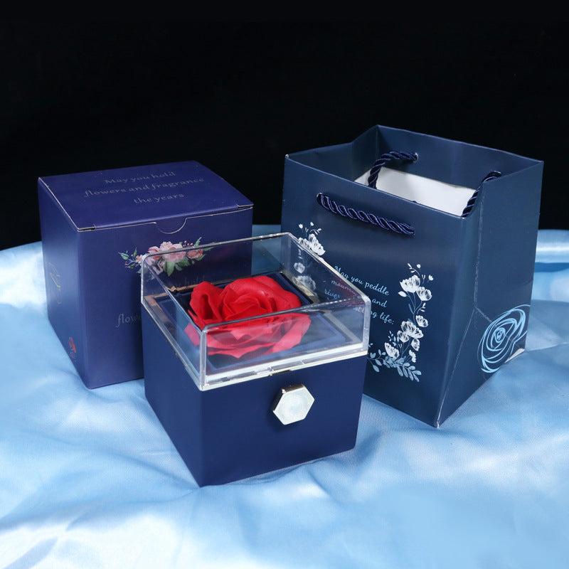 Rotating Soap Flower Rose Gift Box Creative Rotating Rose Jewelry Packaging Box Mother's day Gift For Women