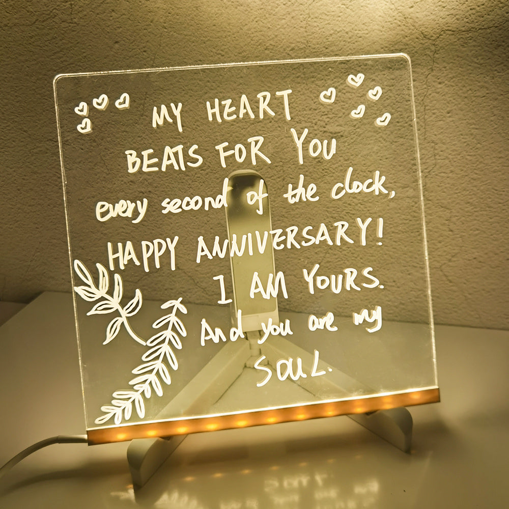 Children's LED Note Board Night  With 7Pens USB, Acrylic Message Marker Board with Light