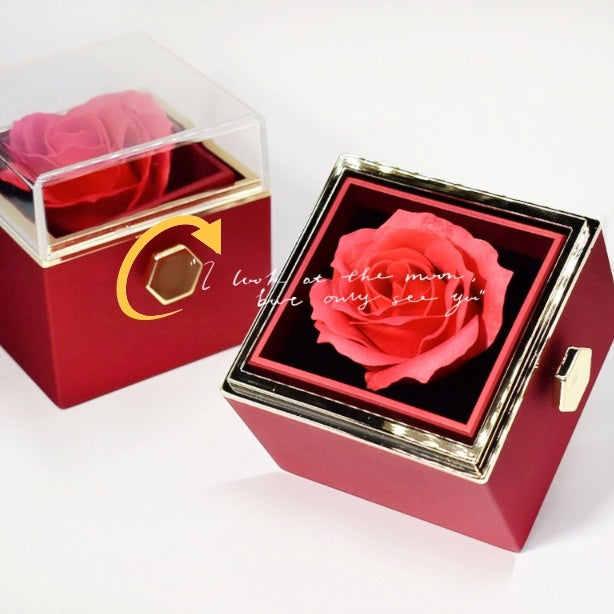 Rotating Soap Flower Rose Gift Box Creative Rotating Rose Jewelry Packaging Box Mother's day Gift For Women