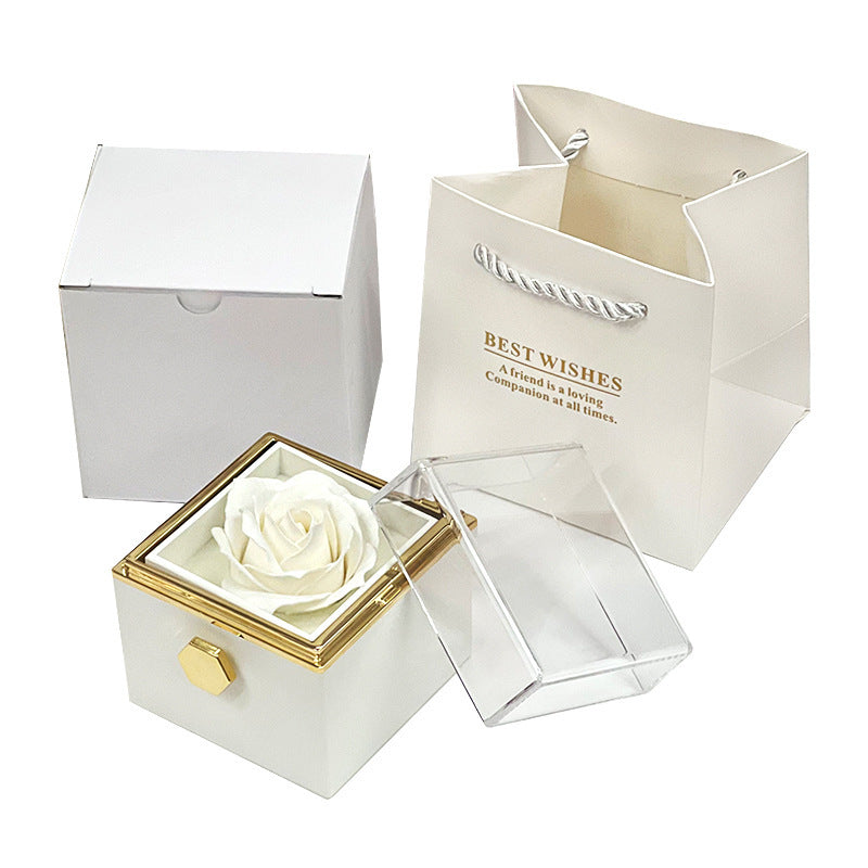 Rotating Soap Flower Rose Gift Box Creative Rotating Rose Jewelry Packaging Box Mother's day Gift For Women